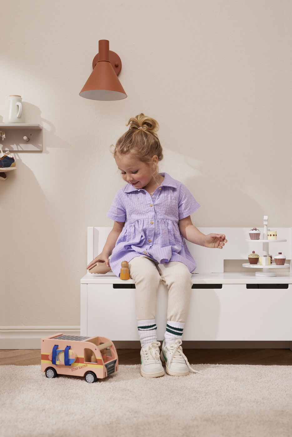 Banc de rangement enfant caisse à jouets colorée banc en bois