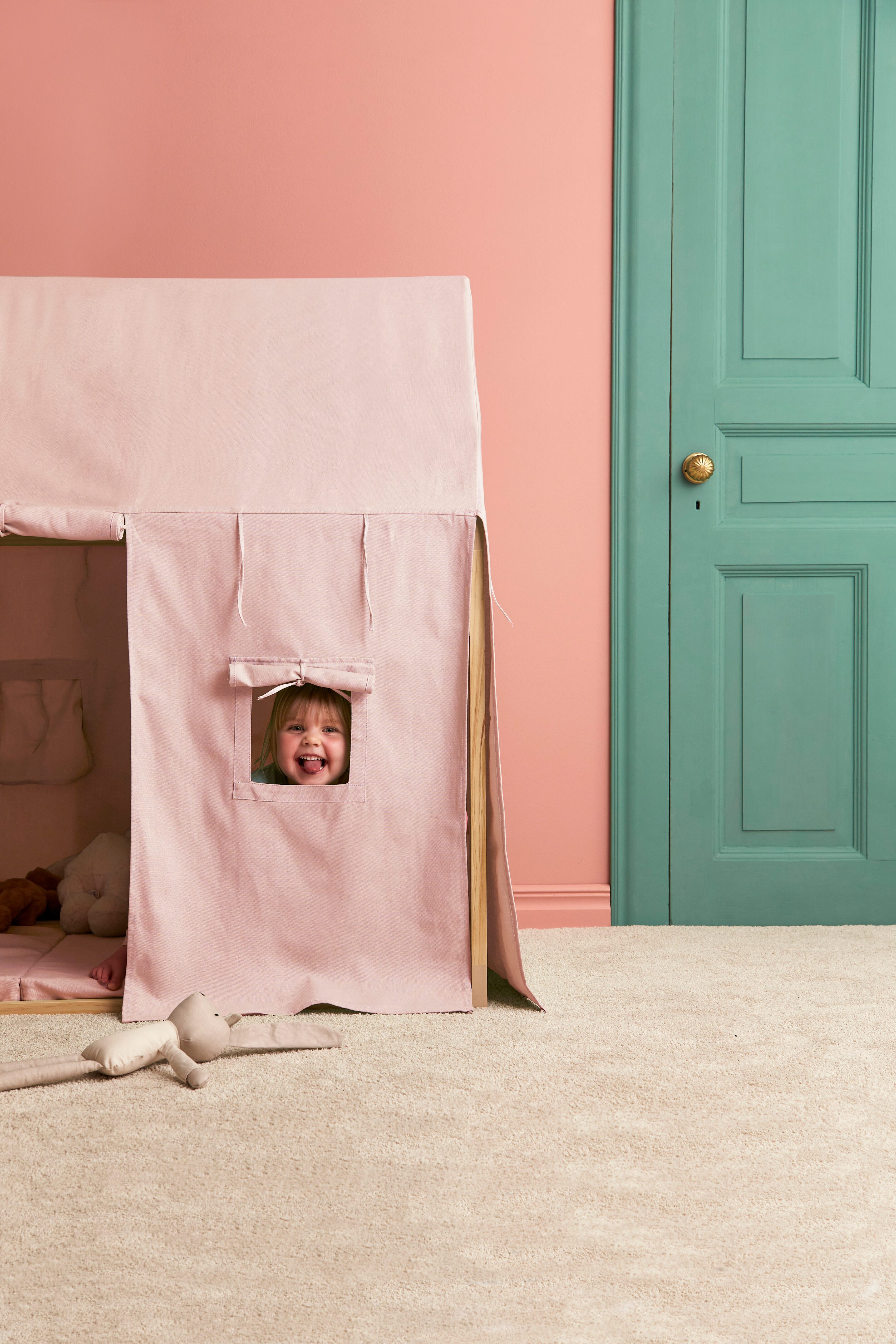 Kids Concept® Tente de jeu cabane rose clair
