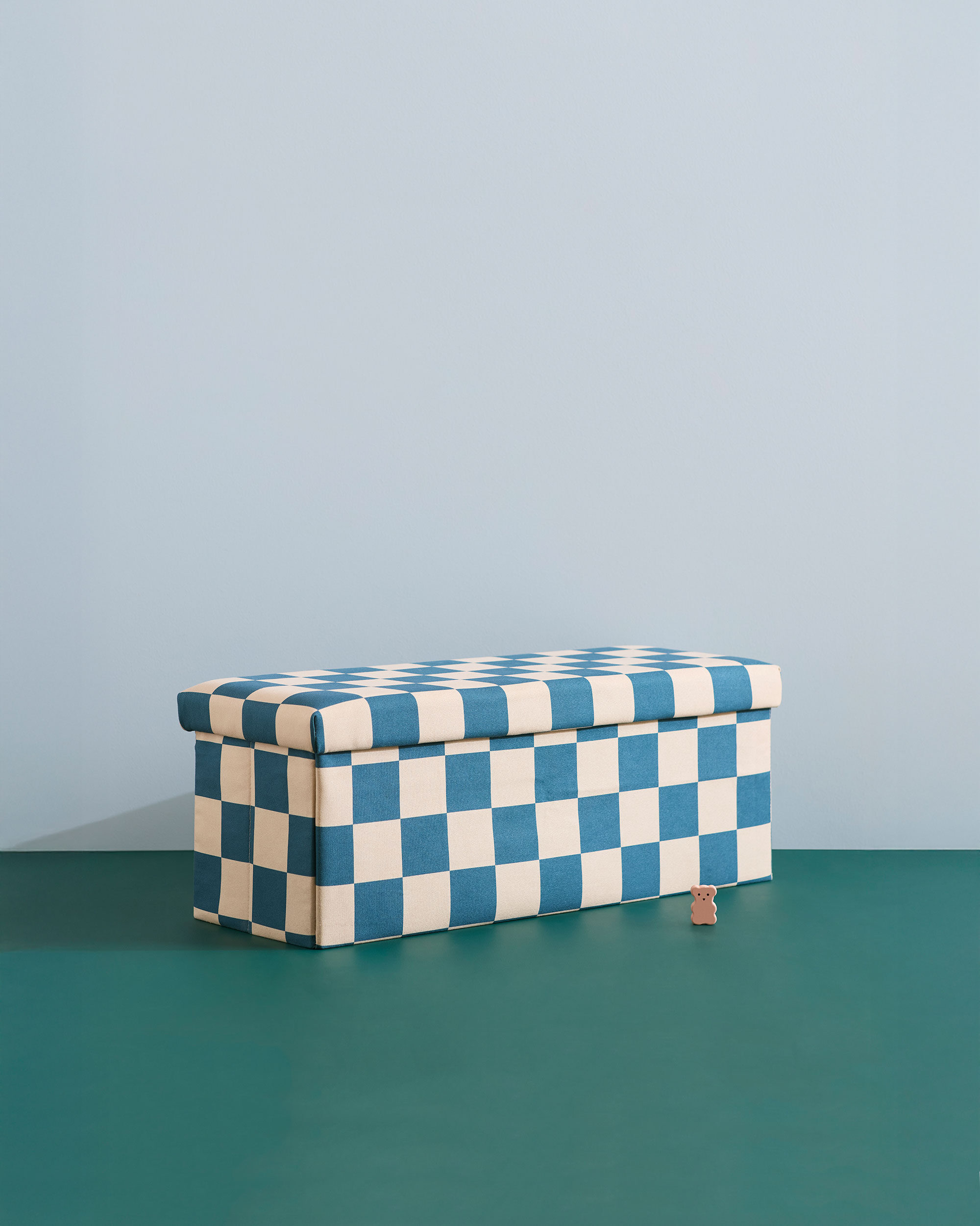 Sittpuff med förvaring ruta blågrön 80 cm |  | Bra Leksaker
