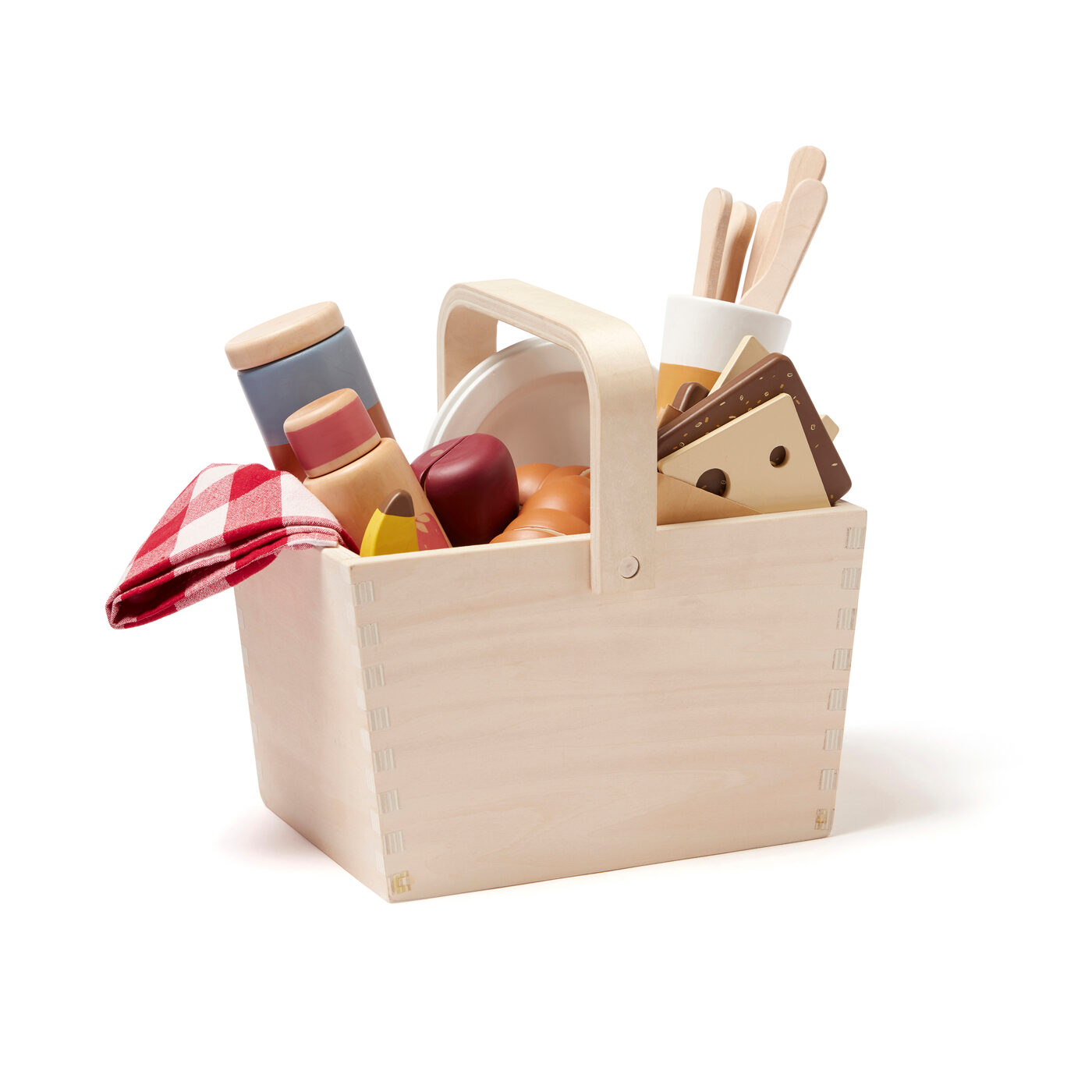 Wooden picnic basket store toy